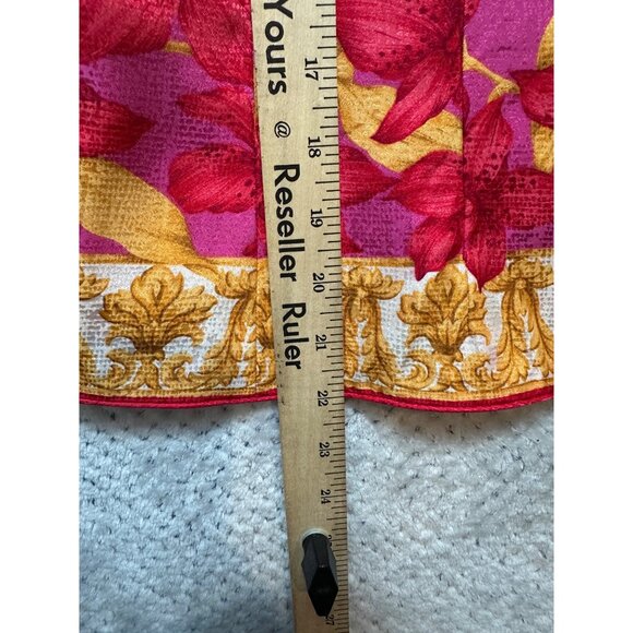 Vintage 100% Silk Floral Patterned Button Up Light Soft Jacket Vibrant Pink Gold - Picture 15 of 15